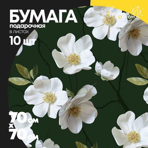 Бумага В листах 10 шт "Цветы и листья" 70 х 70 см (Микс)