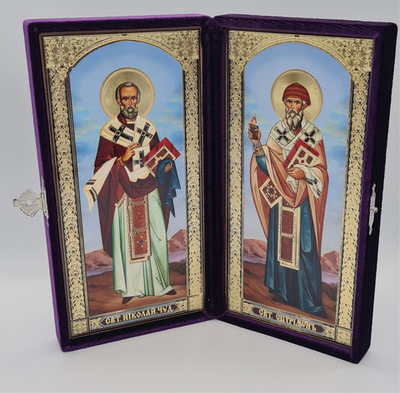Складень барх. 9*18 именные Николай Чудотворец и Спиридон Тримифунтский (Ков) 11005357