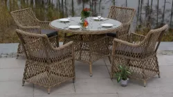 "Эспрессо" плетеный круглый стол, диаметр 118 см, цвет соломенный