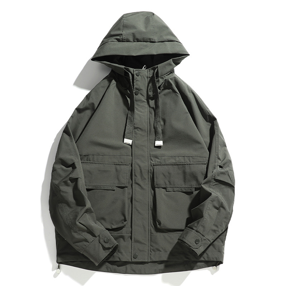 Классическая Ретро Рабочая одежда куртка с капюшоном и накладными карманами весенне-осенняя куртка.