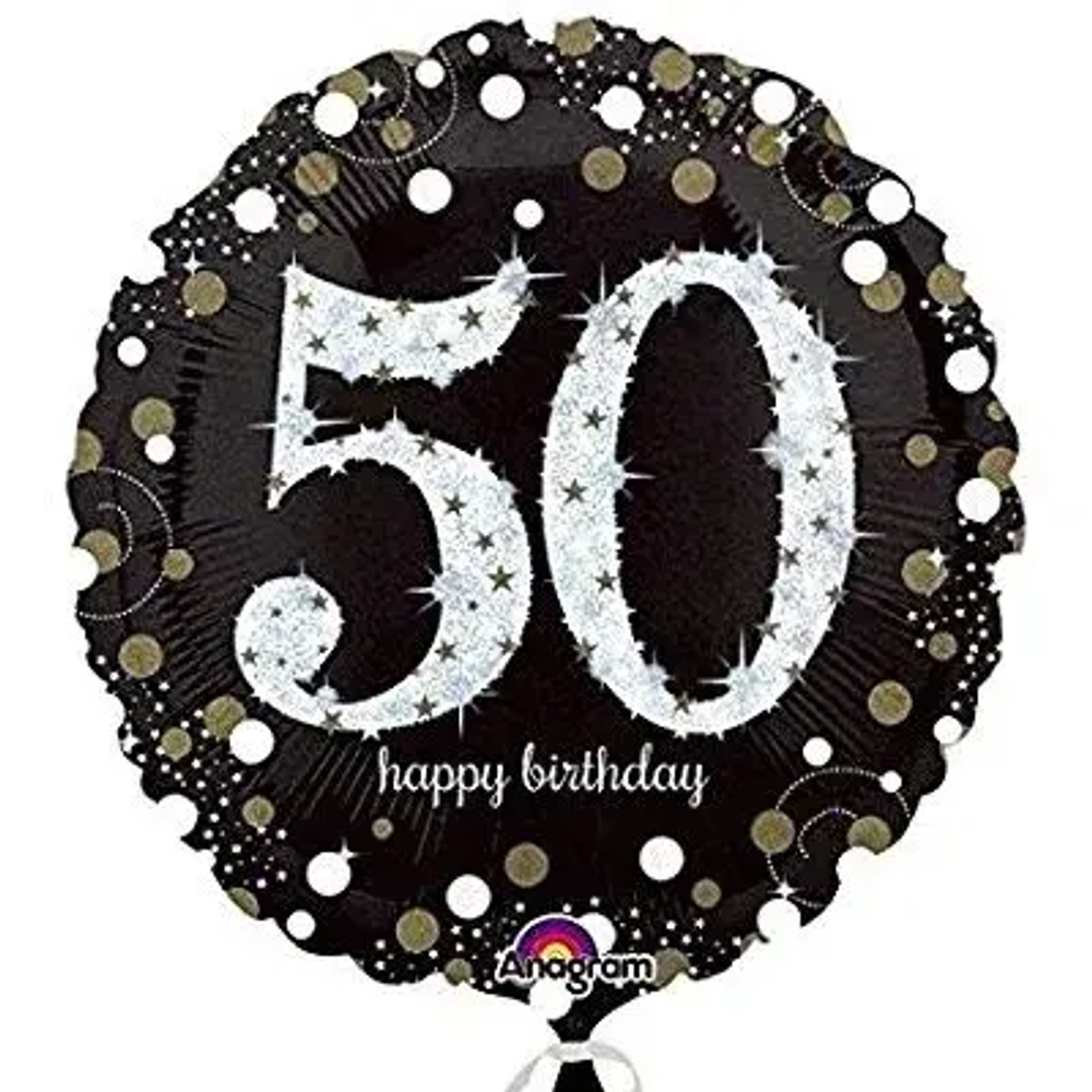 Шар круг фольга 46см 50лет Золото