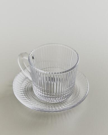 Zara Home чайная пара из стекла, цвет прозрачный, 8 см