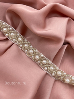 Тесьма серебро бисер жемчуг 1,5 см