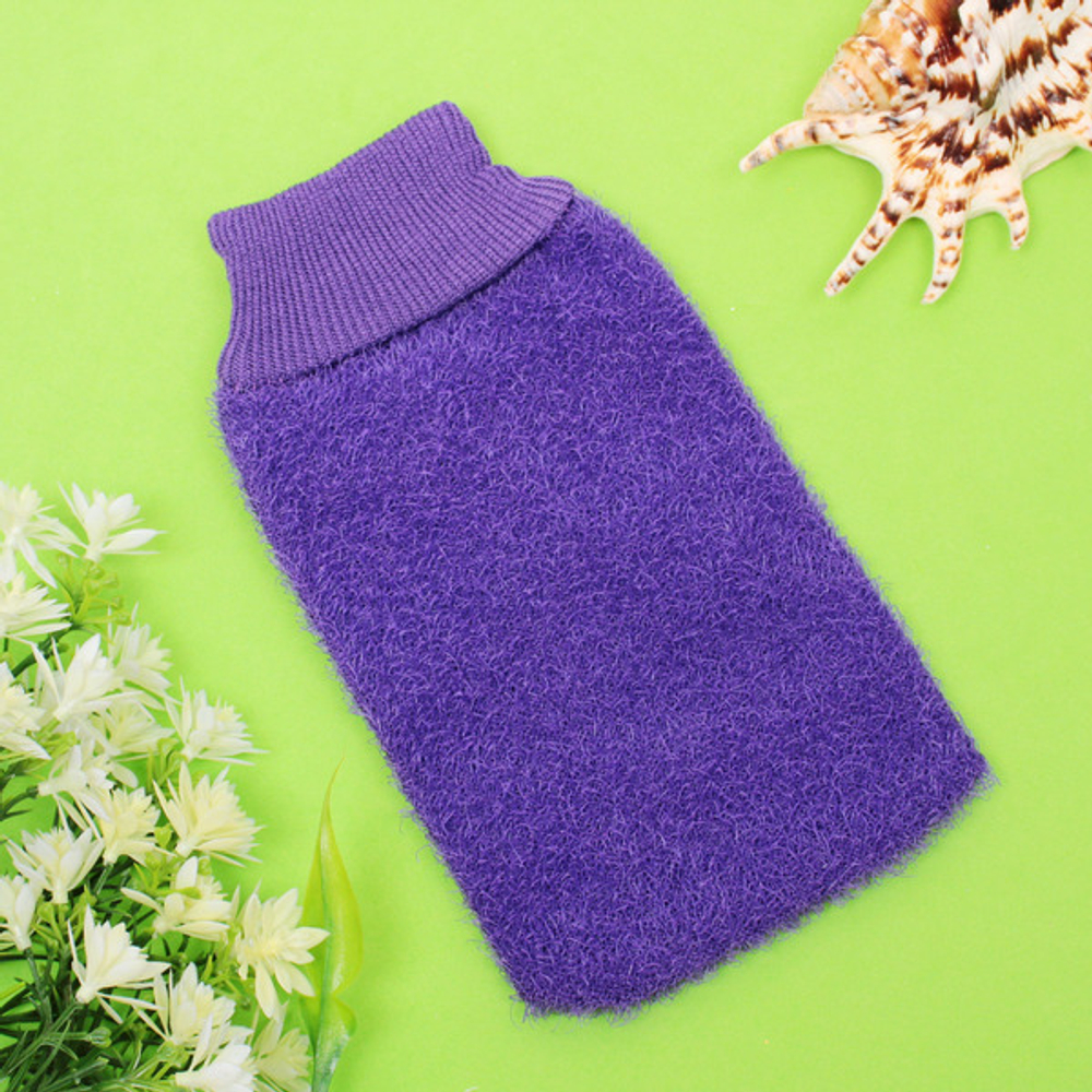 Мочалка - варежка массажная жёсткая «SANTA MONIKA - VERANOVA», цвет тёмный индиго, 20*13см (ZIP пакет)