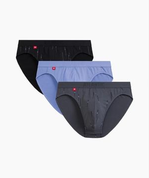 Мужские трусы (3шт) слипы спорт Atlantic 3MP-193, черный + светло-голубой + графитовый