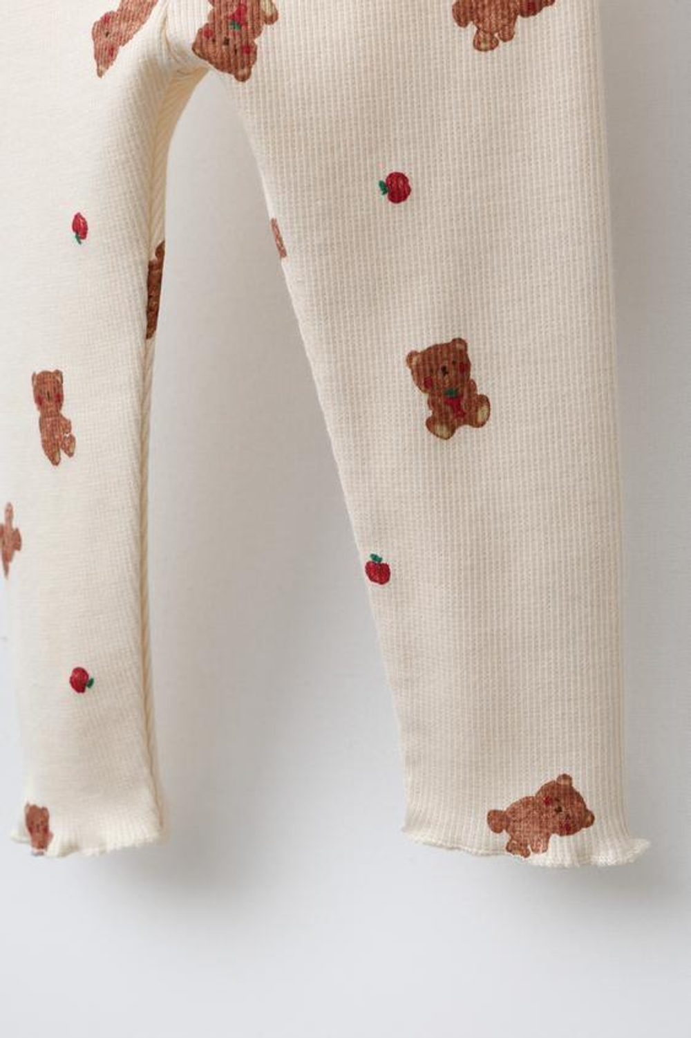 ZARA ЛЕГИНСЫ В РУБЧИК С ПРИНТОМ «МЕДВЕЖАТА», ВАНИЛЬНЫЙ