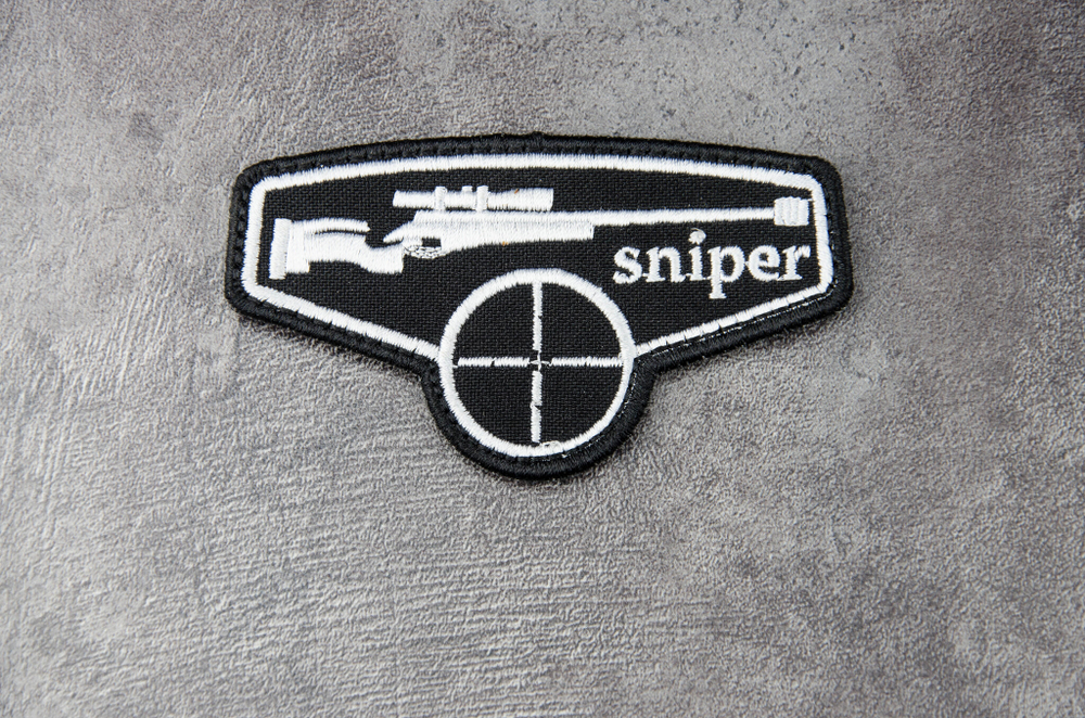 Шеврон Sniper вышивка. Чёрный