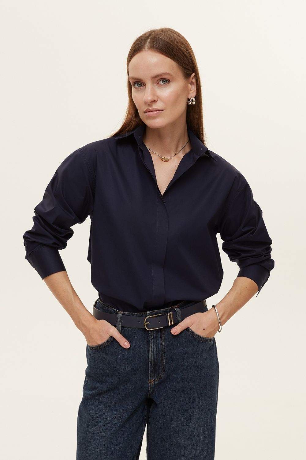 Рубашка Хельсинки чернильно-синий хлопок