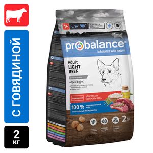 Сухой корм ProBalance Adult Light Beef для взрослых собак всех пород с говядиной