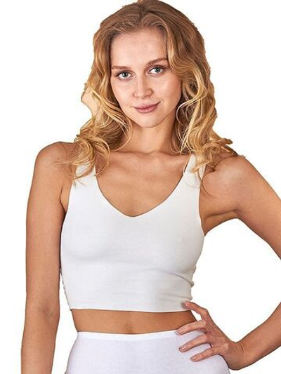 Короткий бесшовный топ (Размер: XL) (Цвет: молочный)