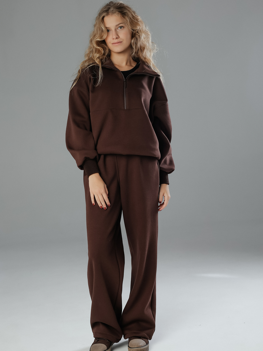 Свитшот с молнией шоколадного цвета unisex