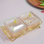 Менажница 2-х секционная 20*9,5*8,5см на металлической подставке, 9187