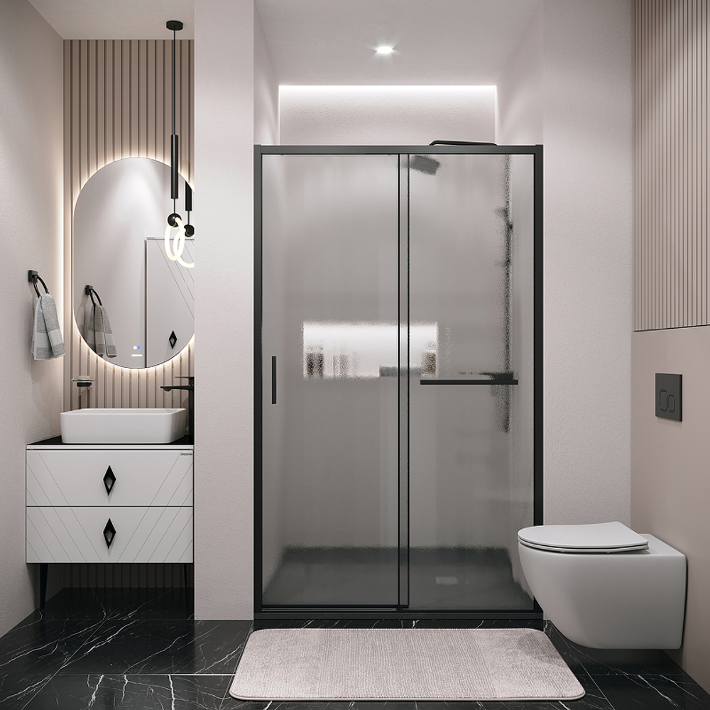 Душевая дверь Grossman Style 110 100.K33.05.110.21.02 профиль Черный матовый стекло шиншилла