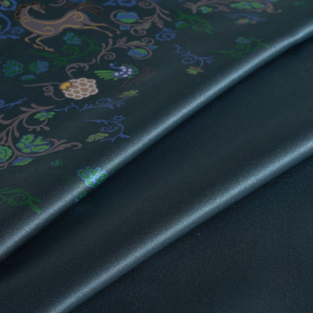 Наволочка 50x70 Mollen Цветок папоротника темно-бирюзовая шелковая