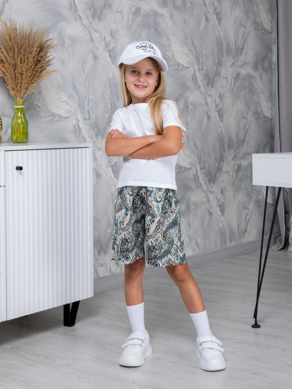 Детские шорты дШ-11/шалфей-огурцы