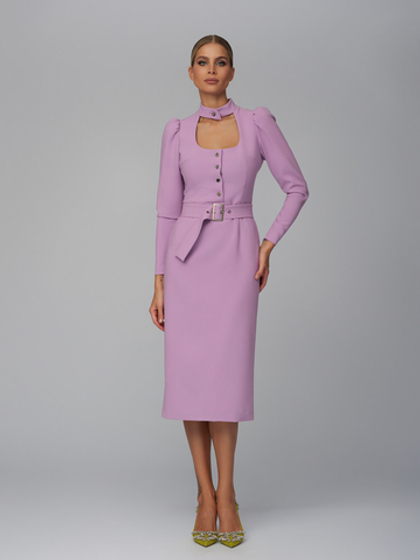 Платье-футляр с чокером, лавандовое