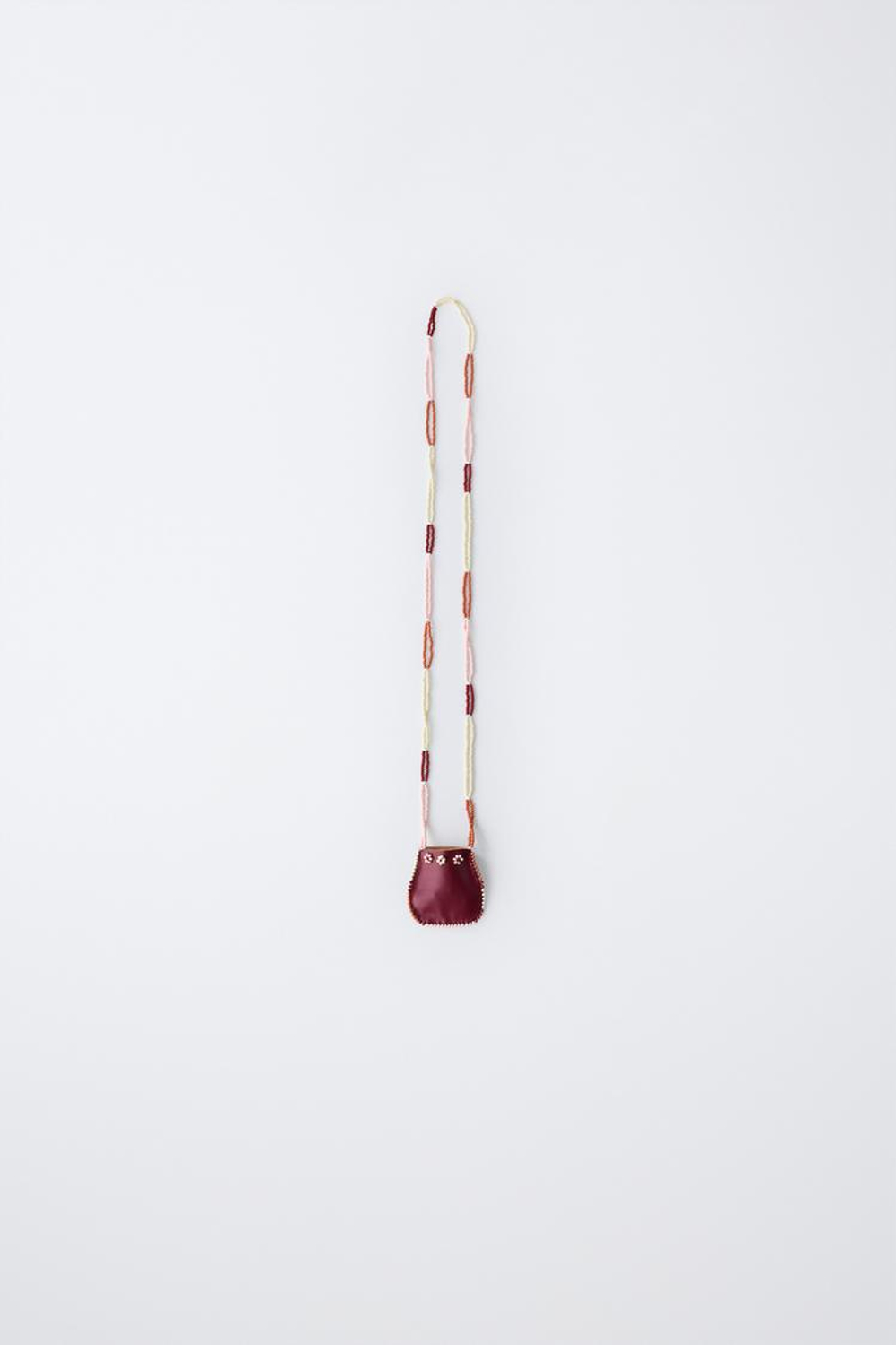 ZARA ОЖЕРЕЛЬЕ С БУСИНАМИ И СУМОЧКОЙ, ГРАНАТОВЫЙ