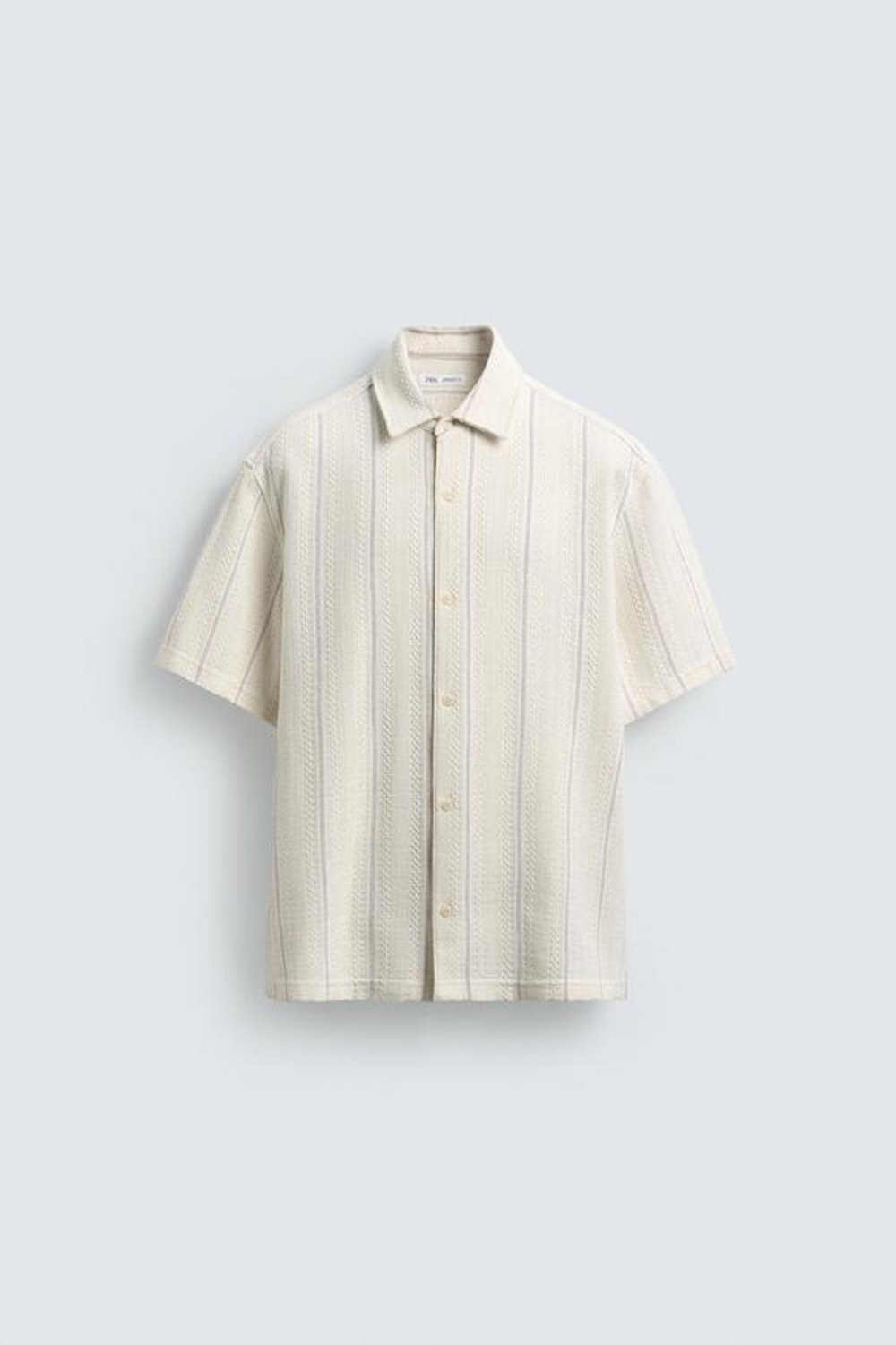 ZARА РУБАШКА REGULAR FIT ИЗ РЕЛЬЕФНОЙ ТКАНИ, ЭКРЮ