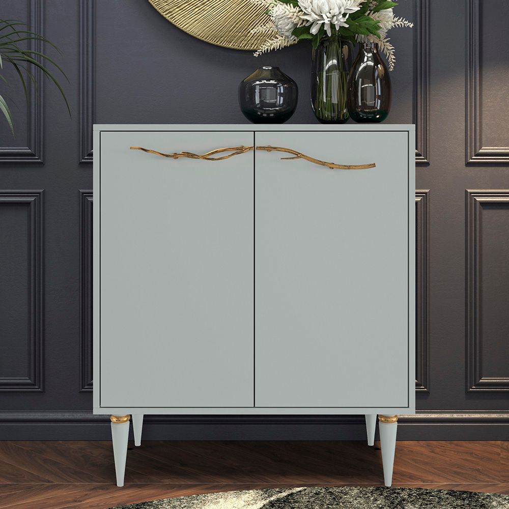 Комод Арт Колор matte Классик Голд с 2 полками Серый дым матовый