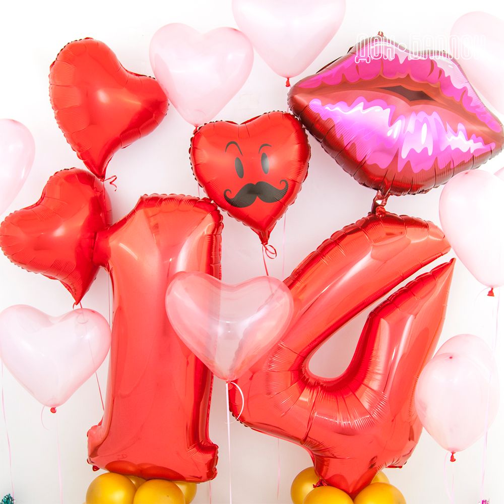 Шар (18"/46 см) Сердце, Изгиб, Красный