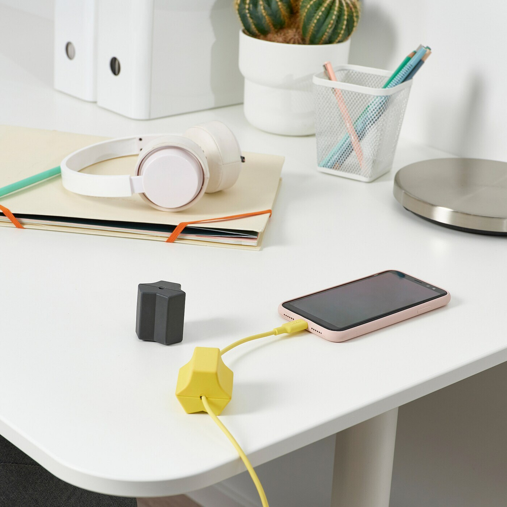 IKEA HAVSKÅL  (ИКЕА ХАВСКÅЛ)  -  2 шт, USB-кабель с грузом, черный/желтый