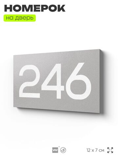 Номер на дверь 246, табличка на дверь для офиса, квартиры, кабинета, аудитории, склада, серый 120х70 мм, Айдентика Технолоджи
