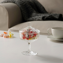IKEA SÄLLSKAPLIG  (ИКЕА СÄЛЛСКАПЛИГ)  -  Чаша с крышкой, прозрачное/шаблонированное стекло, 10 см