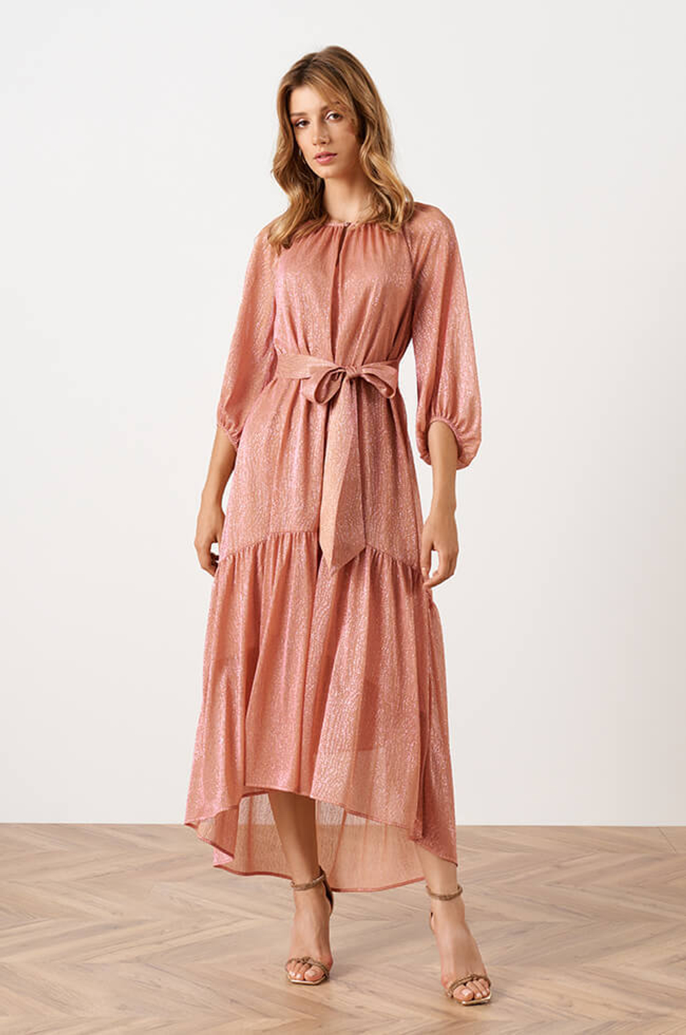 51567 Платье женское (бежево-розовый)