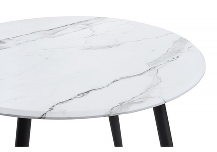 Стол деревянный Woodville Абилин 90 мрамор белый, черный матовый, ножки черные