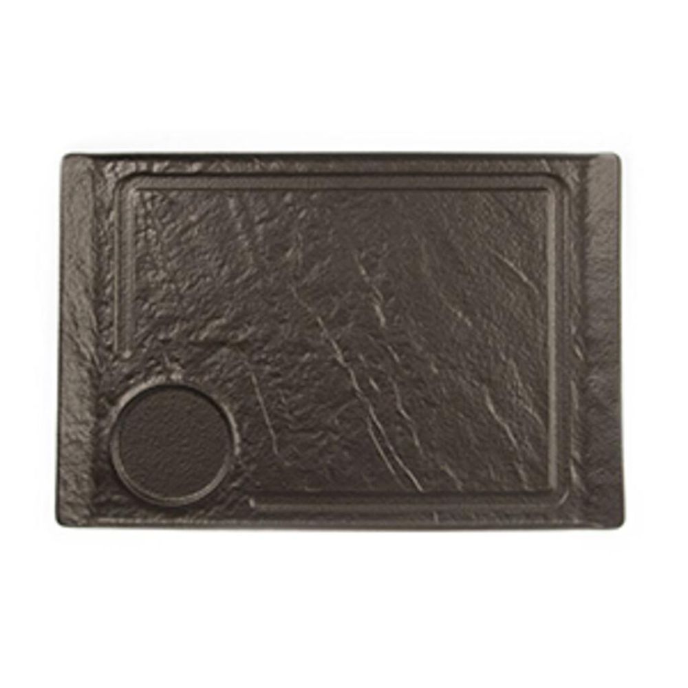 Блюдо прямоугольное 35*24 см h2,2 см борт Side Up2 с выемкой для соусника   P.L. [3]