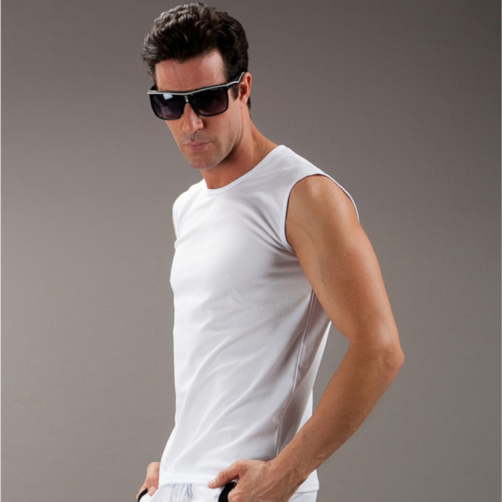 Майка спортивная белая с полосой Wang Jiang 3