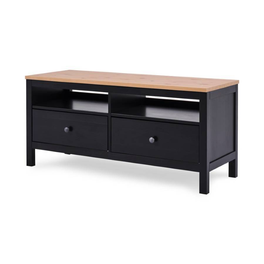 Тумба под ТВ Хемнэс Hemnes/ Кымор, 124х47х57 см, черный/светло-коричневый