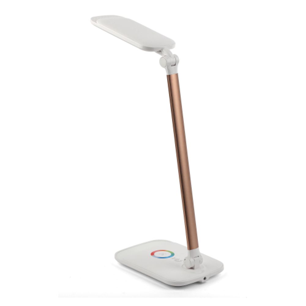 Настольный светильник ЭРА NLED-460-14W-W-G светодиодный с ночником на основании белый с золотом | Светодиодные настольные лампы