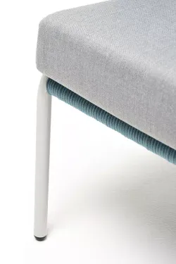 "Милан" кресло плетеное из роупа, каркас алюминий светло-серый (RAL7035) муар, роуп бирюзовый круглый, ткань светло-серая