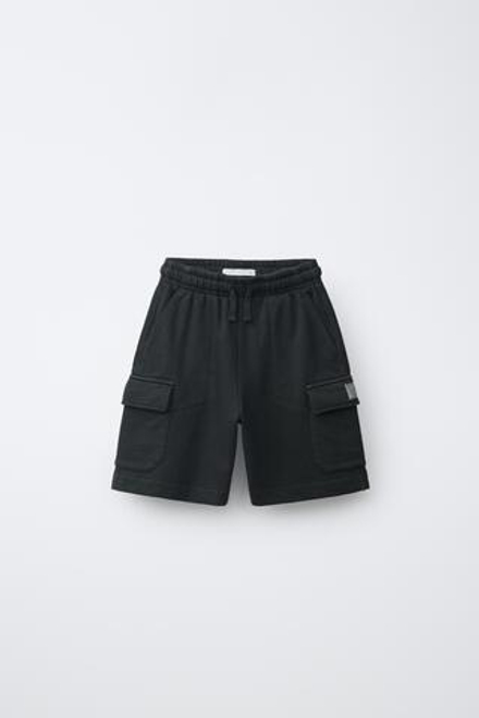 ZARA ФЛИСОВЫЕ ШОРТЫ КАРГО, УГОЛЬНЫЙ