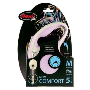 Рулетка flexi NEW LINE Comfort М (до 20 кг) трос 5 м серый/розовый