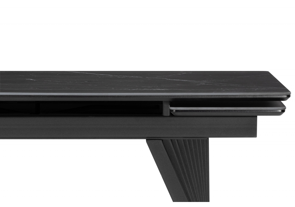 Керамический стол Woodville Вейв 140(200)х80 shakespeare black, черный