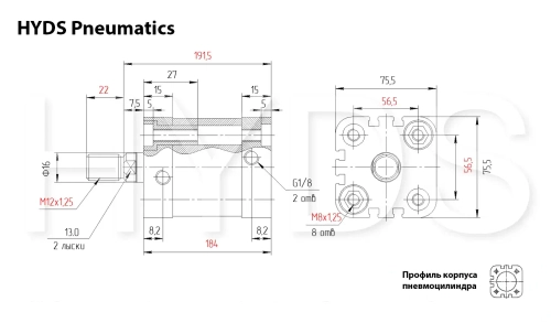 ADN-63-135-A-P-A Пневмоцилиндр