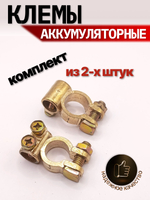 Клеммы аккумуляторные. Клеммы АКБ 2шт. (+) (-). Клемы АКБ крепление болт с гайкой