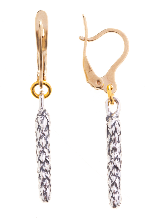 "Береза 1" серьги в золотом покрытии из коллекции "Natura" от Jenavi с английским замком