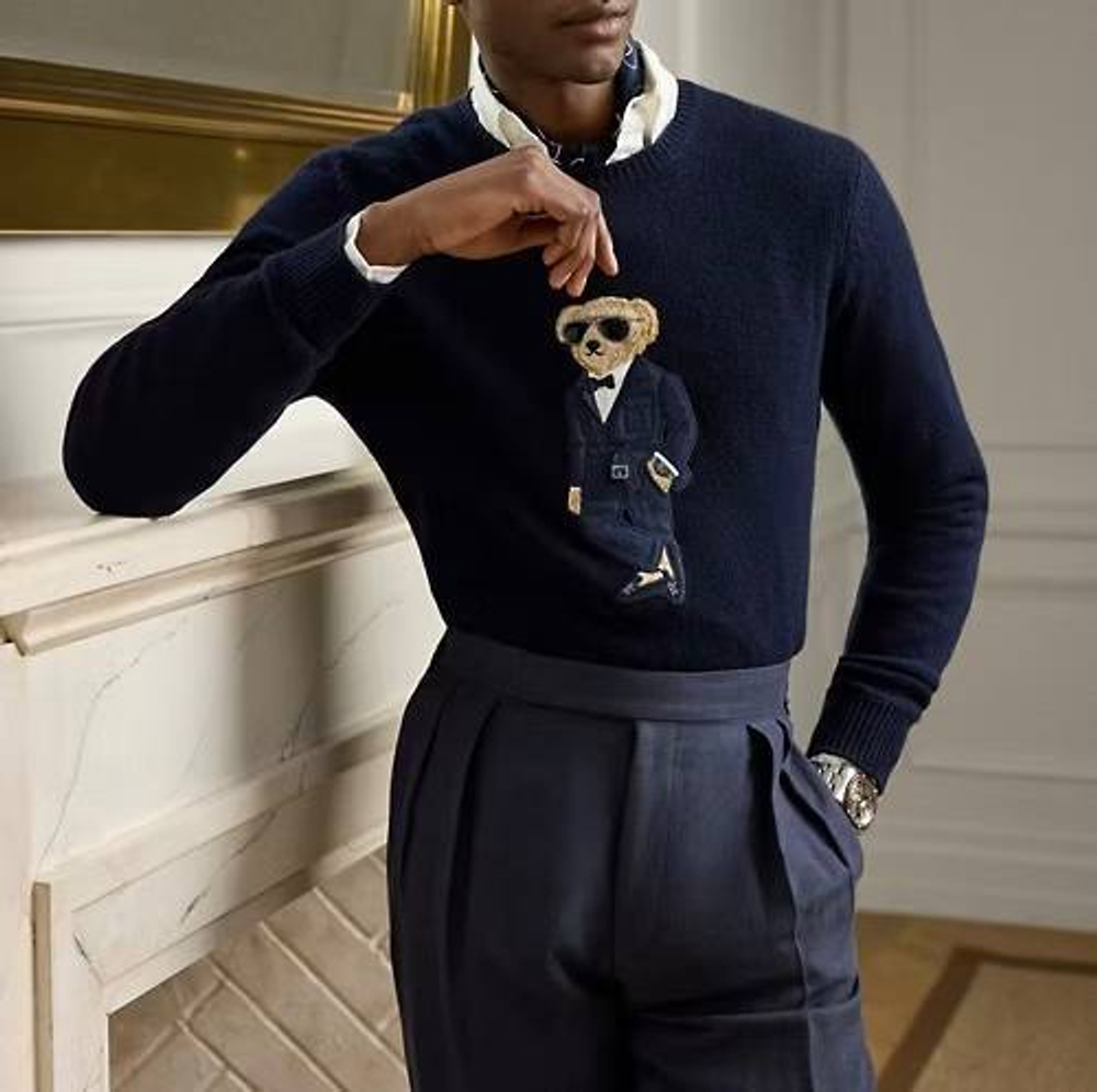 Polo Bear Cashmere Sweater – мужской свитер из 100% кашемира с патчем от Ralph Lauren