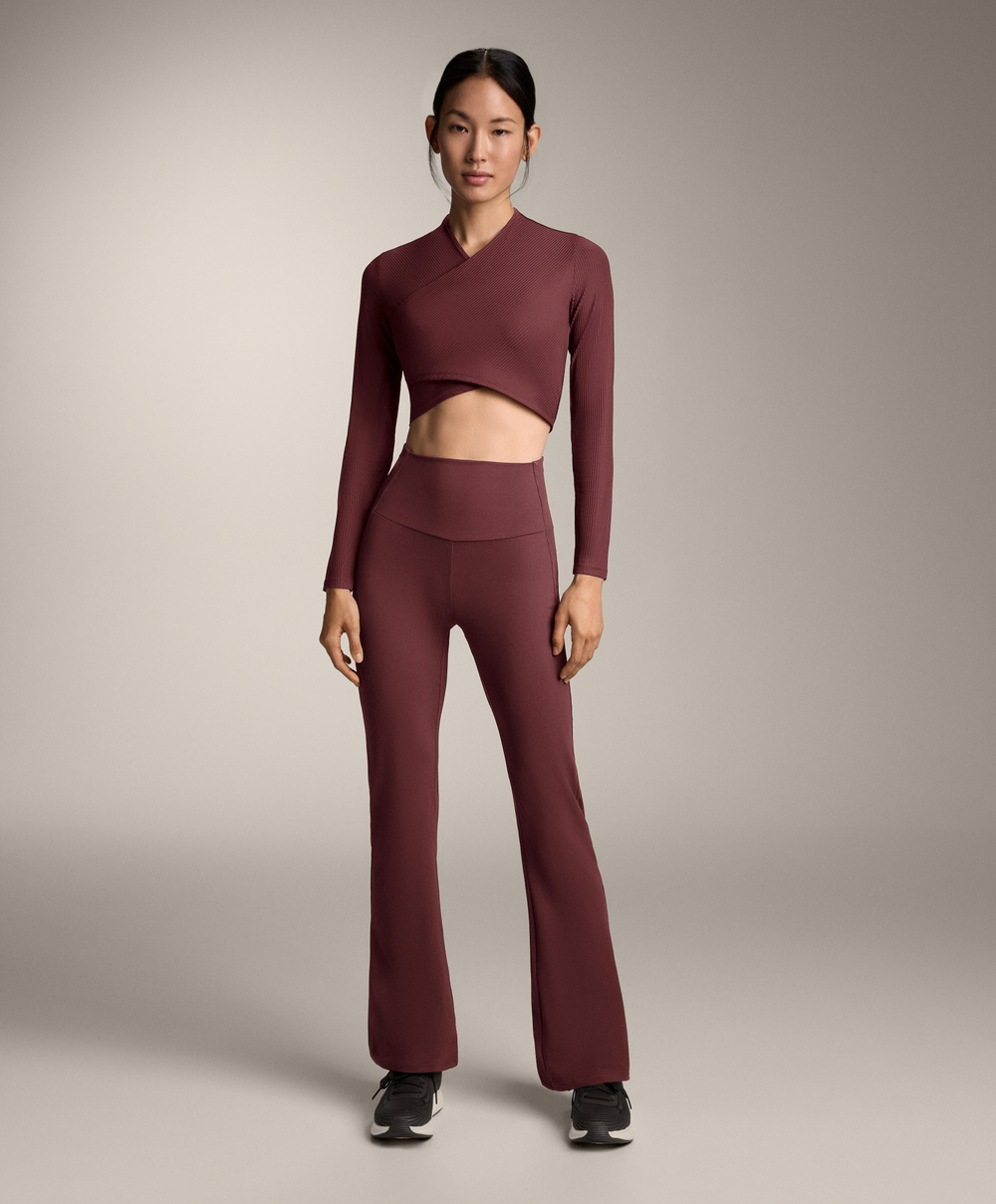 Oysho Футболка с длинными рукавами Comfortlux, бордовый