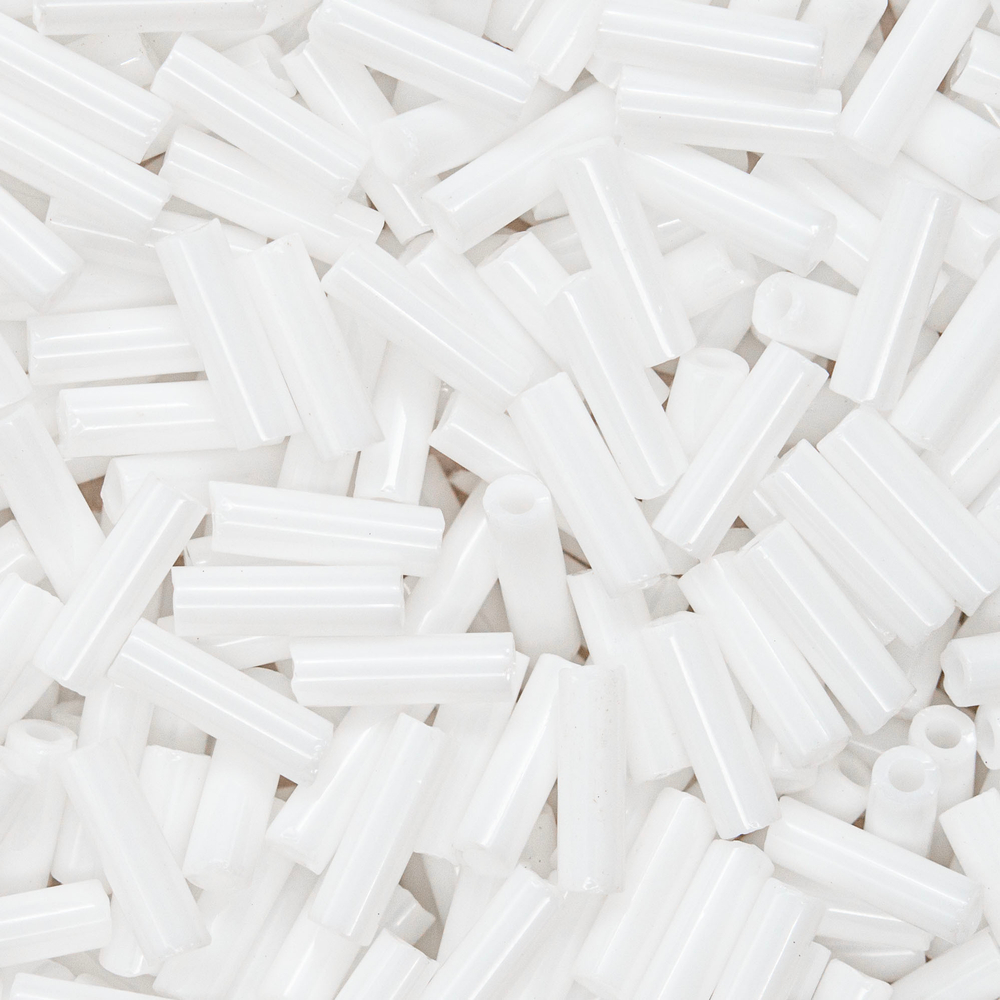 Японский бисер TOHO Bugle (стеклярус) 6mm (№41), непрозрачный глянцевый