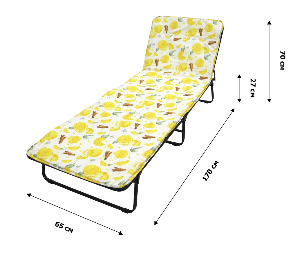 Кровать раскладная Стефания п/мягкая лист 10мм (цвет ткани разноцветный рис.лимоны (4 шт. в уп.)