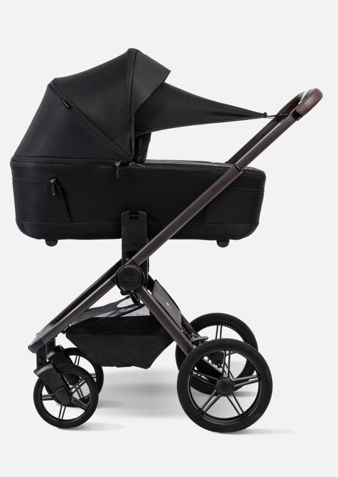 Peppy Коляска детская Monaco thermo 2 в 1 Black (черный), рама серо-коричневая