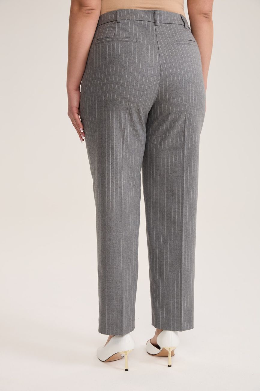 Брюки классические в полоску, серый