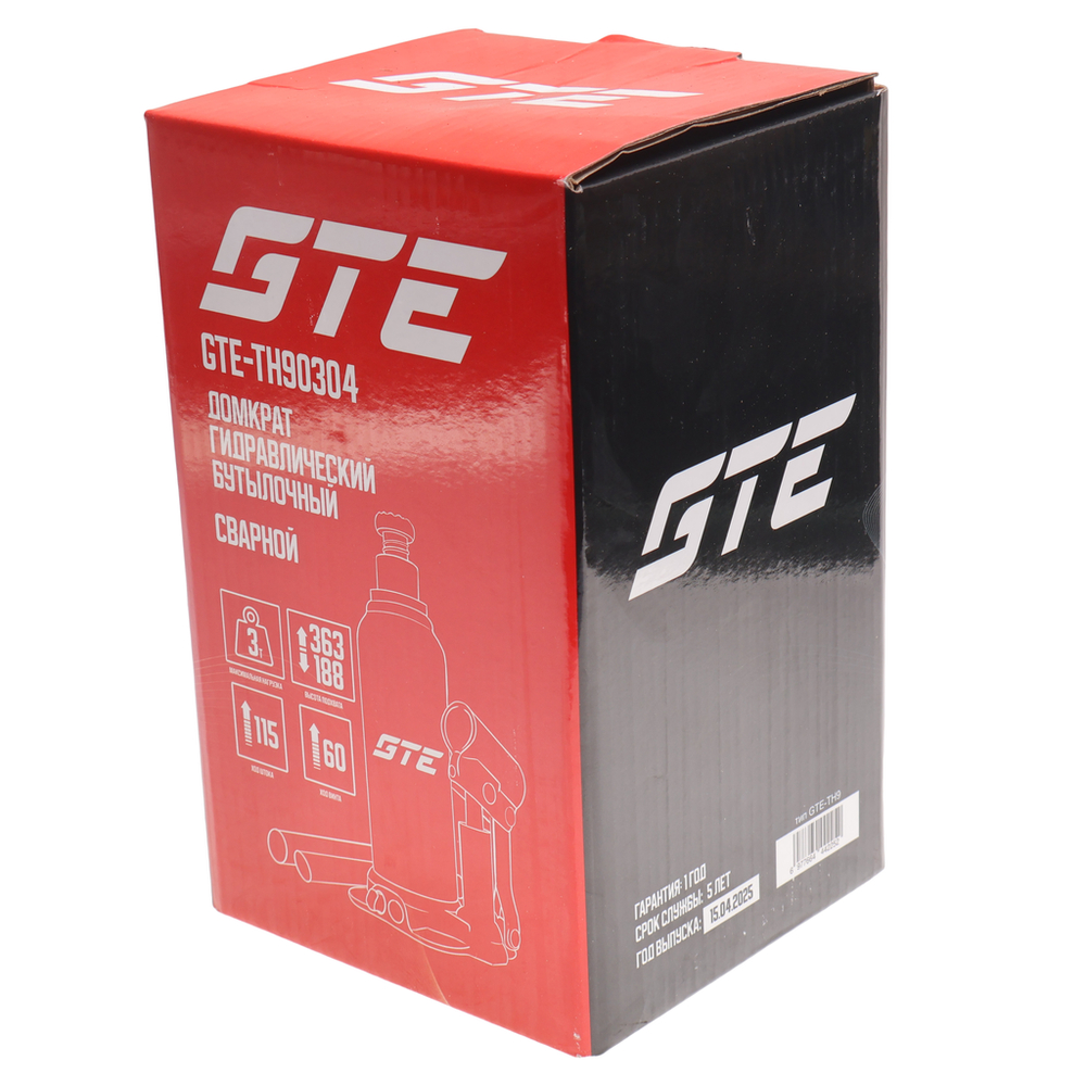 Домкрат бутылочный 3т 188-303мм GTE