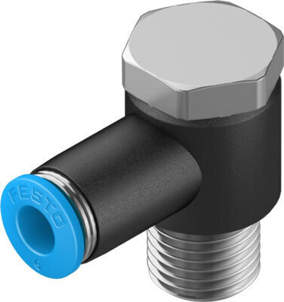 QSLV-1/4-6-100 Угловой штуцер с цанговым зажимом и резьбой
