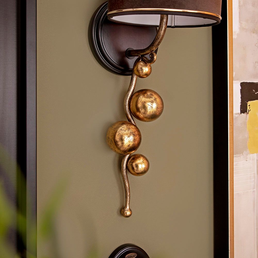 Бра настенный светильник Heri Каштан левое с абажуром Терра Шоколад