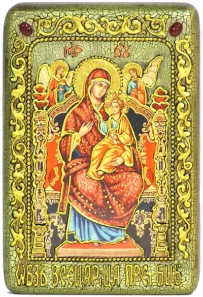 Икона Божией Матери "Всецарица (Пантанасса)" 15х10см на натуральном дереве в подарочной коробке